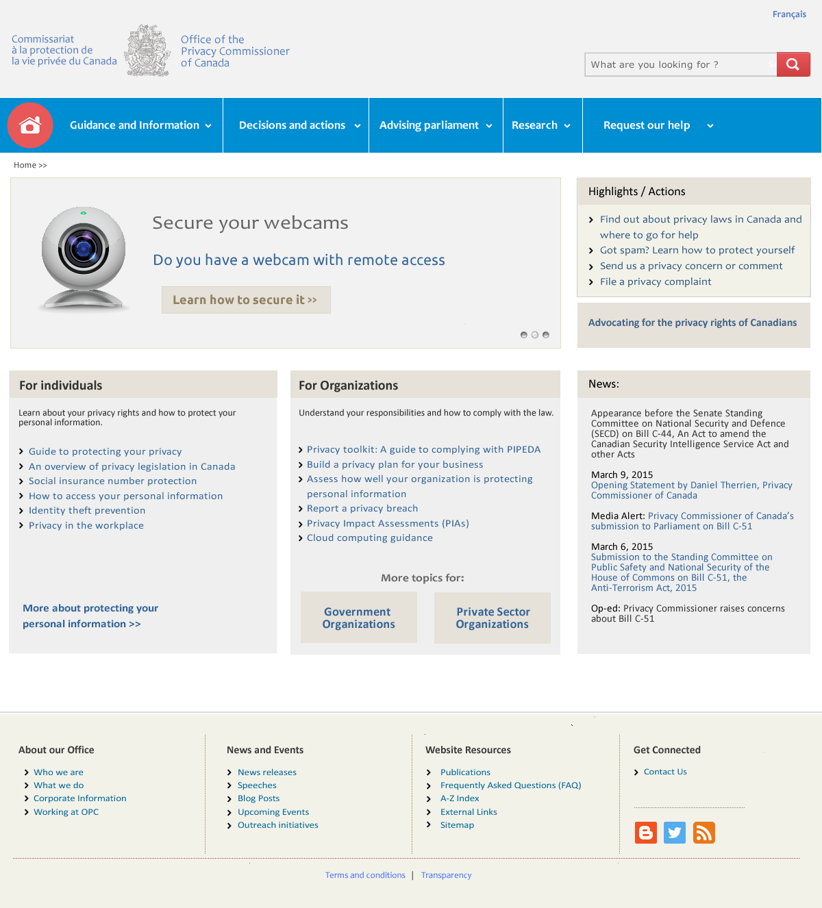 OPC homepage wireframe - Colored version for demo purposes